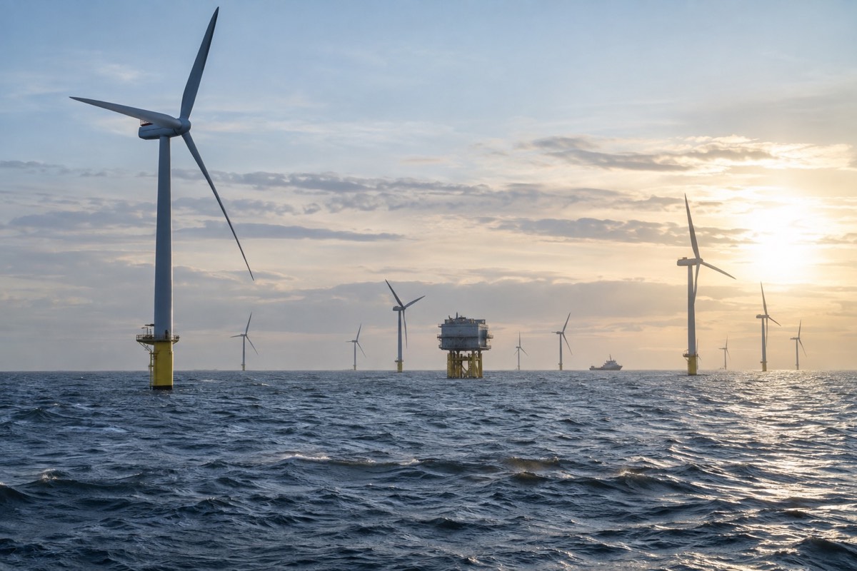 Editorial visualisation illustrating Hornsea One Offshore Wind Farm; not a documentary photograph